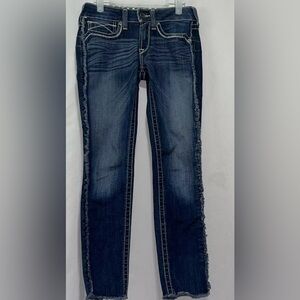 Ariat skinny jeans cropped  raw hem fringe